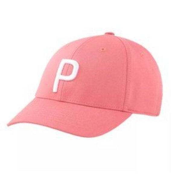 New PUMA Golf Pony P Stretch Fit Adjustable Women's Cap One Size Pink White - Picture 1 of 13